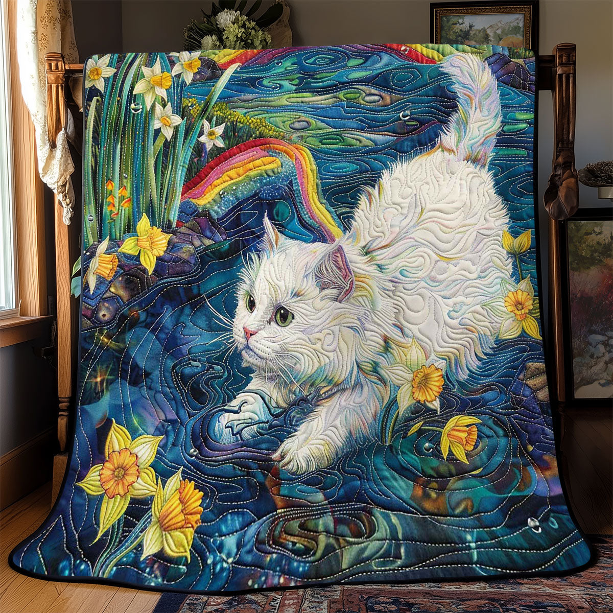 Cat Playing In The Water WJ2708005CL Quilt