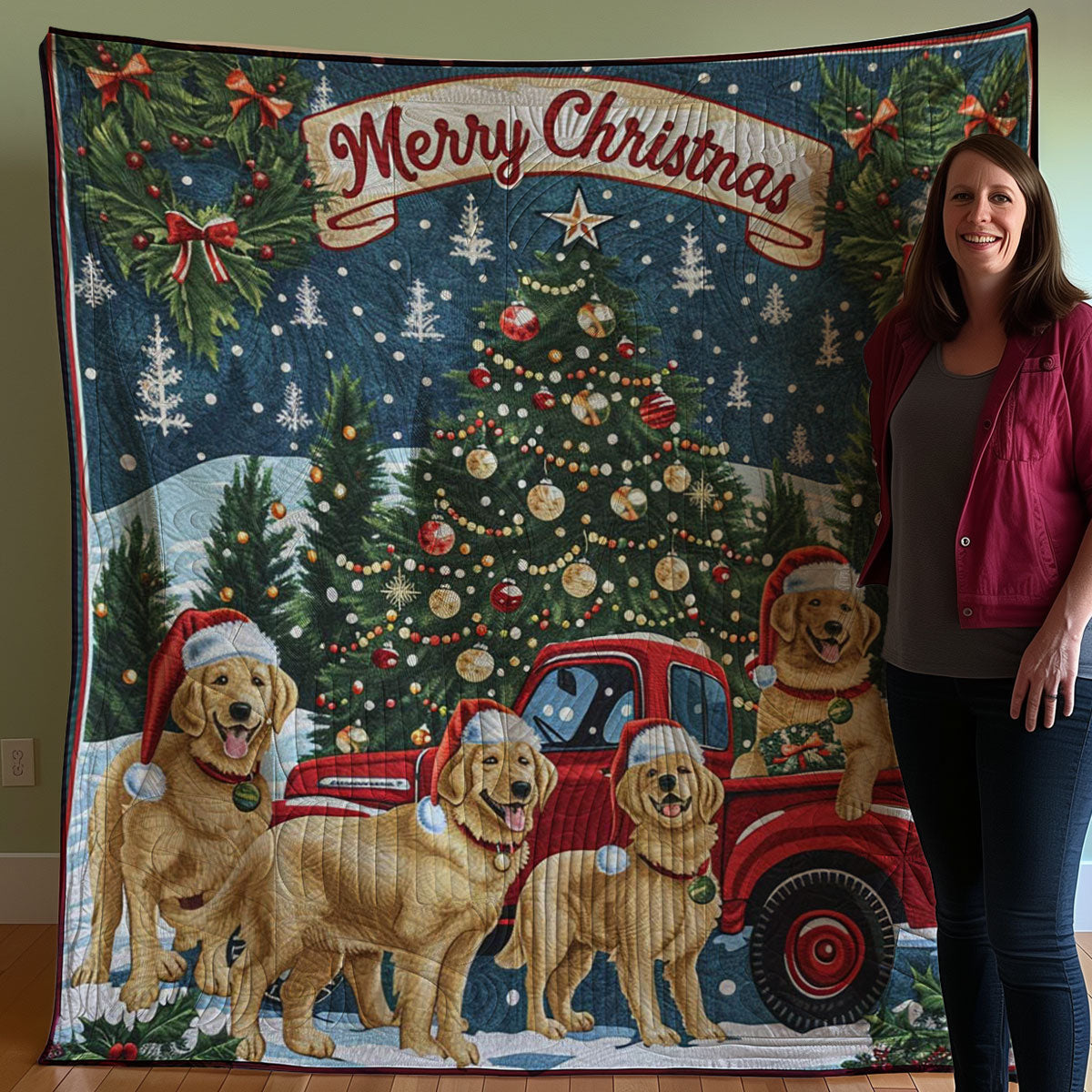 Christmas Dog WJ3107013CL Quilt