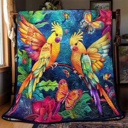 Colorful Cockatiel Couple WJ2608004CL Quilt