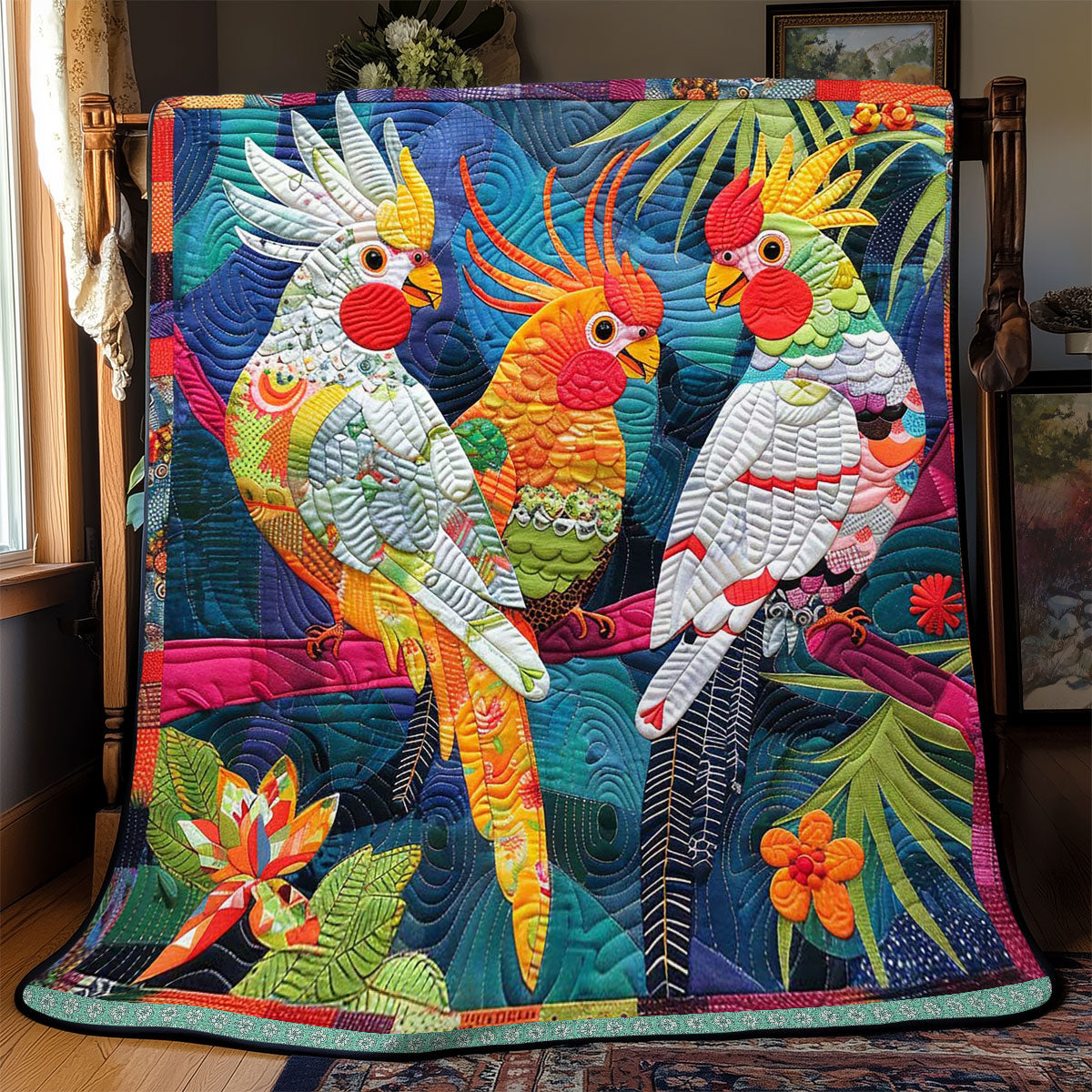 Colorful Cockatiels WJ1609004CL Quilt