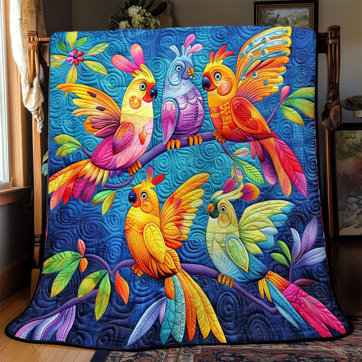 Colorful Cockatiels WJ2308010CL Quilt