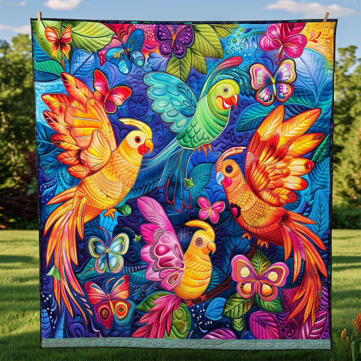 Colorful Cockatiels WJ2908005CL Quilt