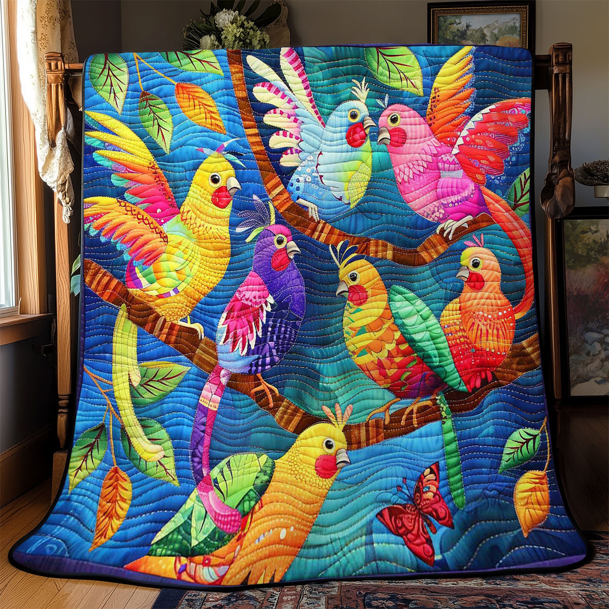 Colorful Cockatiels WJ3008010CL Quilt