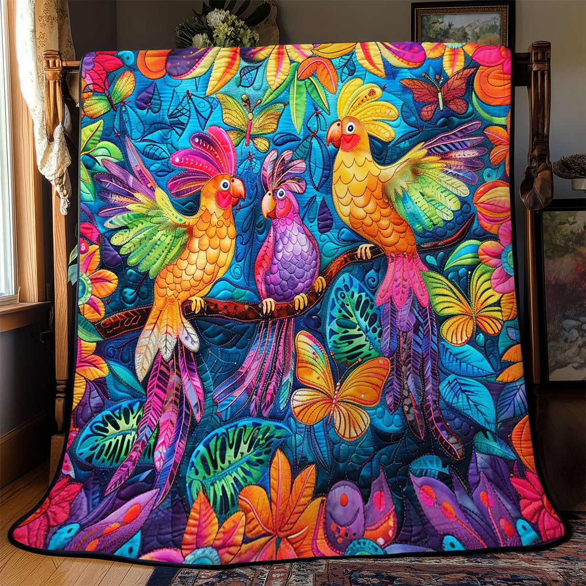 Colorful Cockatiels WJ3008012CL Quilt