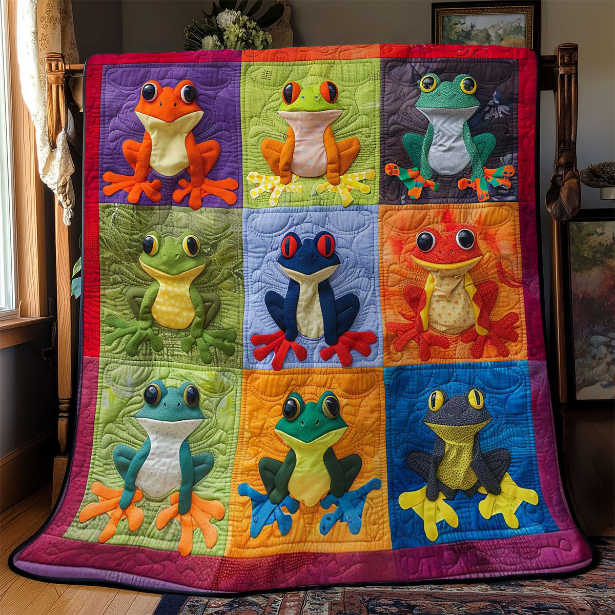 Colorful Frogs WJ2108011CL Quilt