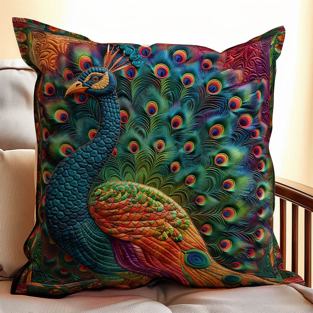 Colorful Peacock WJ1609040CL Quilt Pillow Case