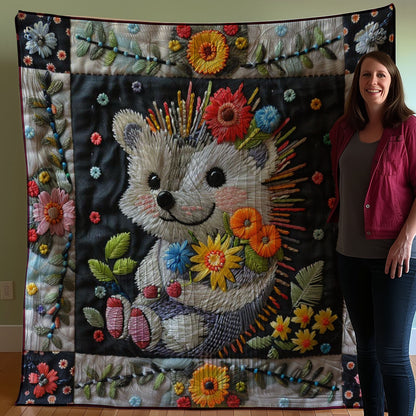 Cute Hedgehod With Flowers WJ1207004CL Quilt