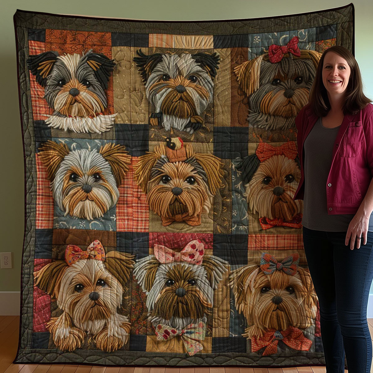 Cute Yorkshire Terrier Dogs WJ1107004CL Quilt