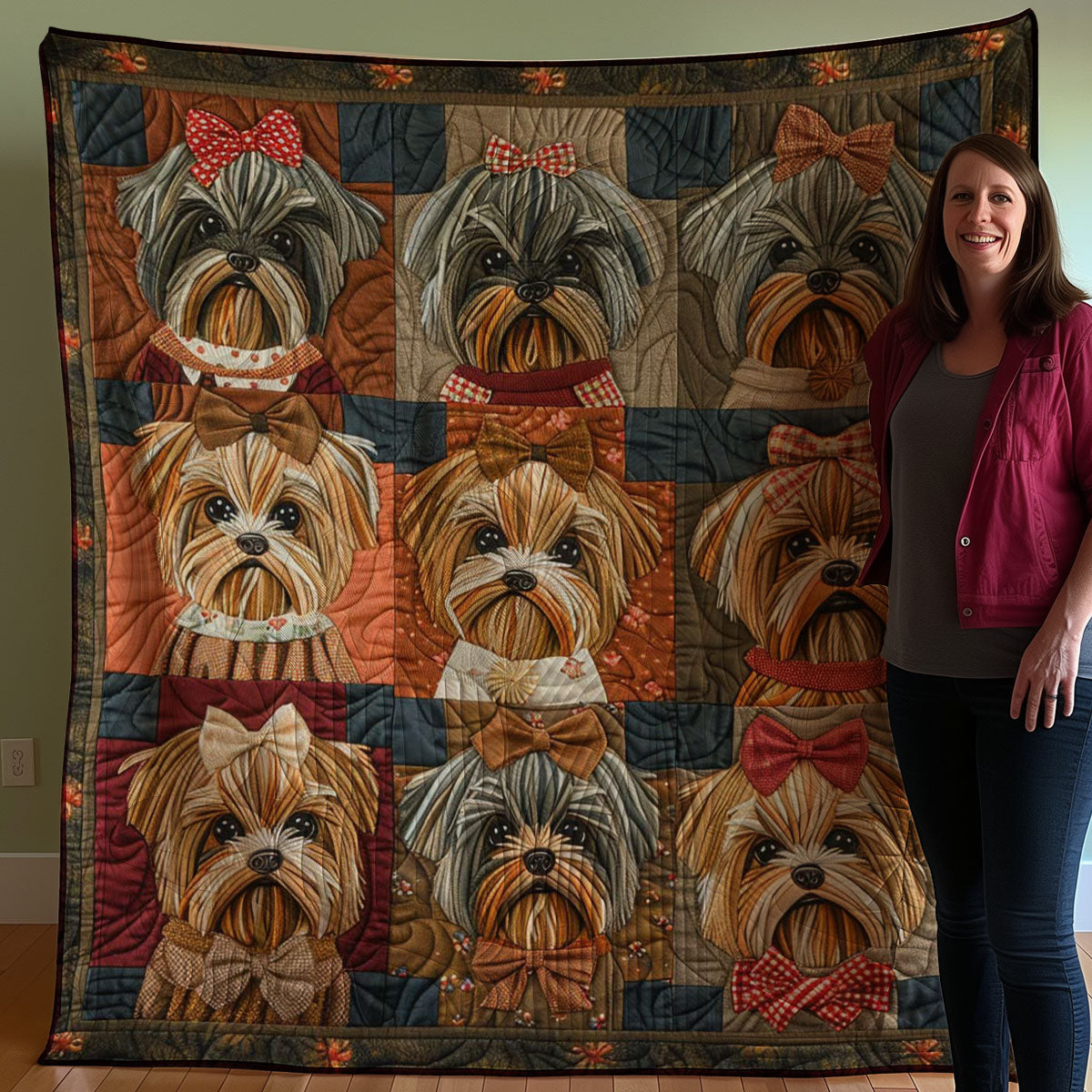 Cute Yorkshire Terrier Dogs WJ3107018CL Quilt