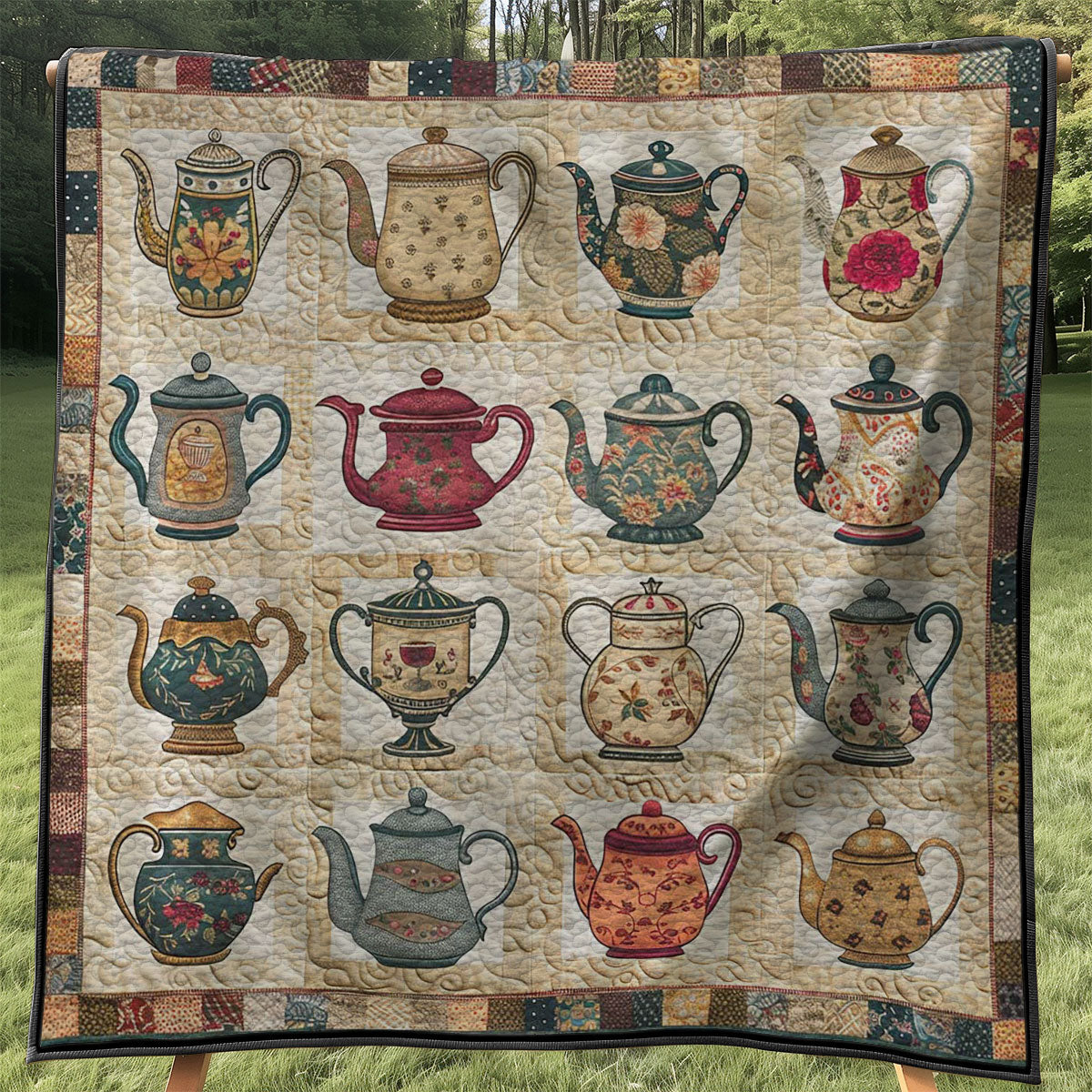 Floral Teapots WJ2407018CL Quilt