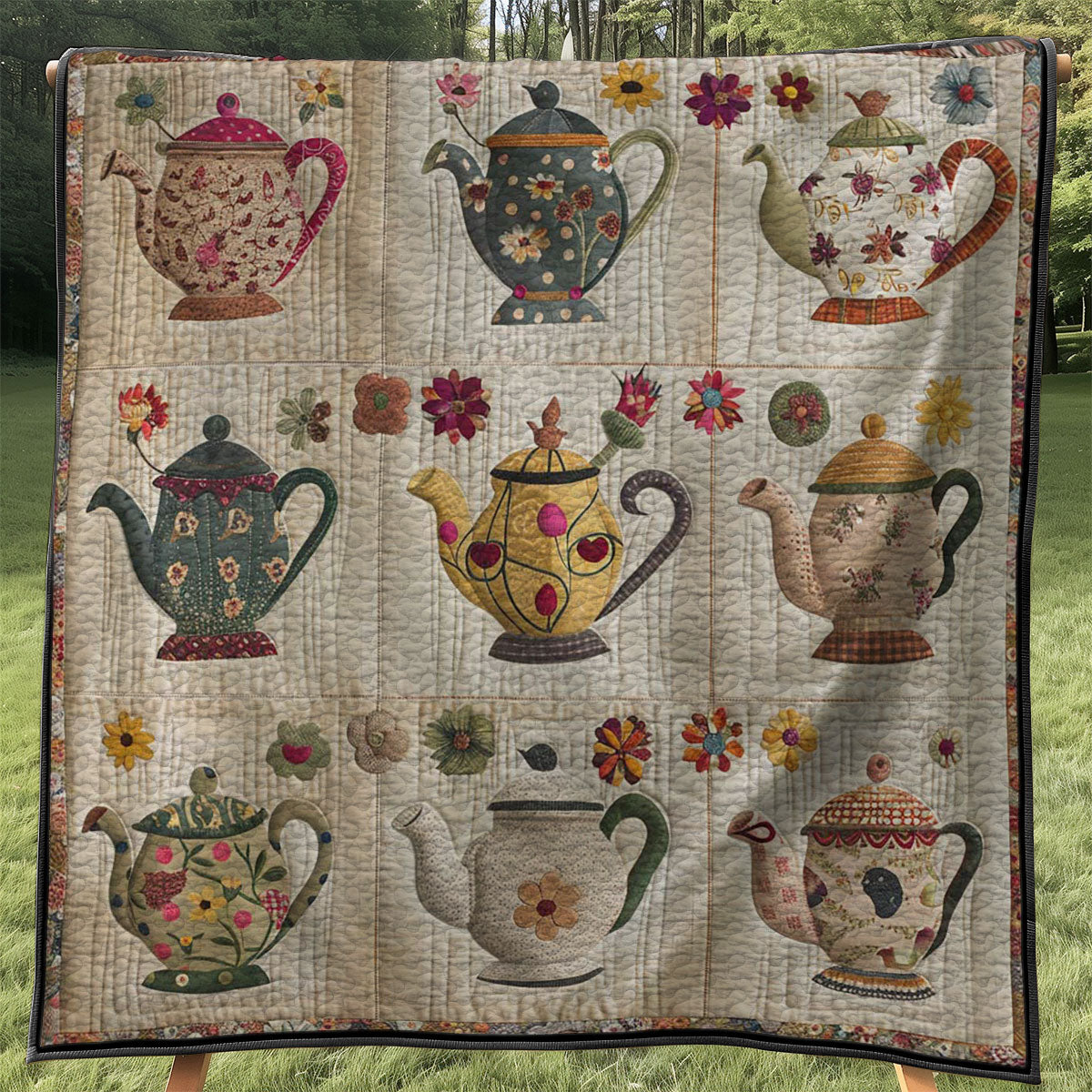 Floral Teapots WJ2407020CL Quilt