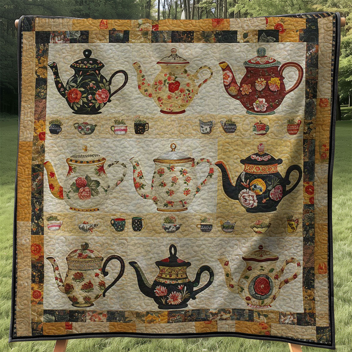 Floral Teapots WJ2407021CL Quilt