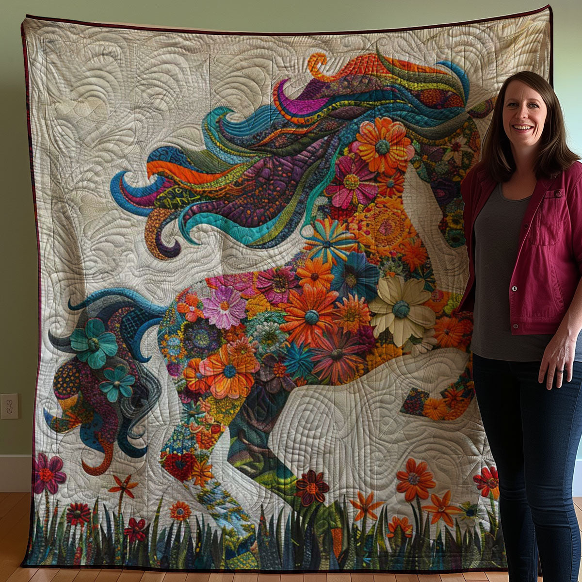 Flower Horse WJ1508012CL Quilt