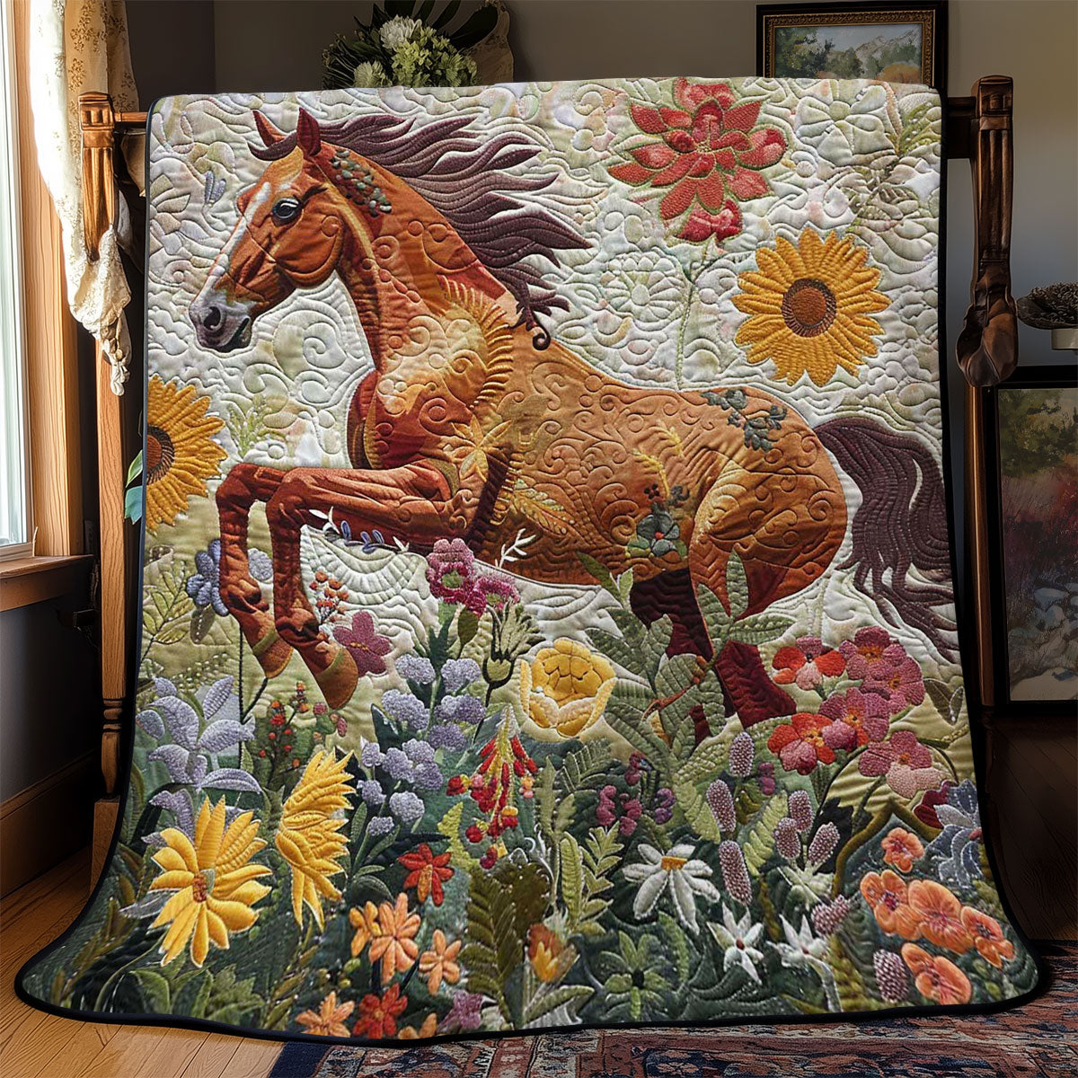 Flower Horse WJ2008017CL Quilt