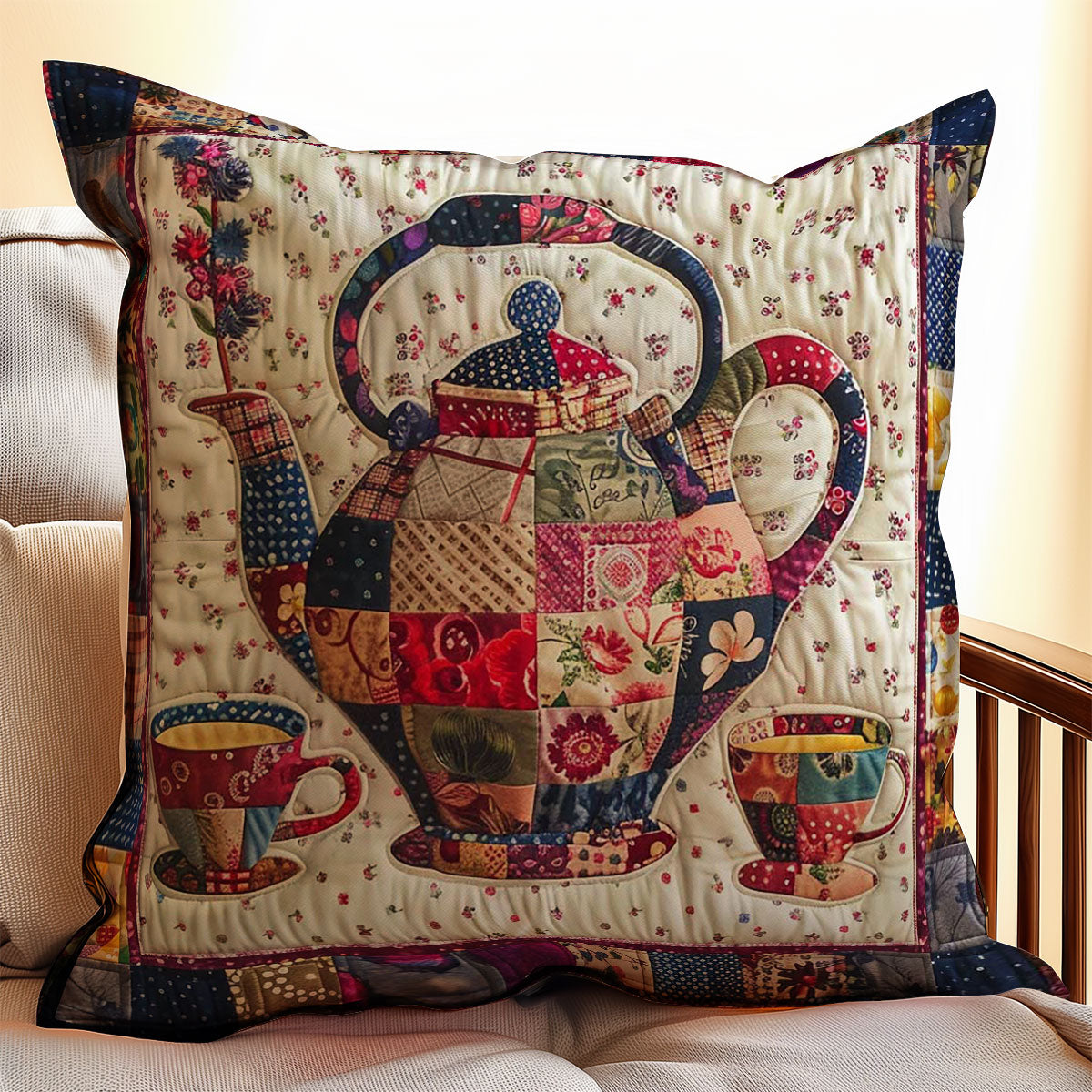 Flower Patchwork Teaset WJ0909033CL Quilt Pillow Case