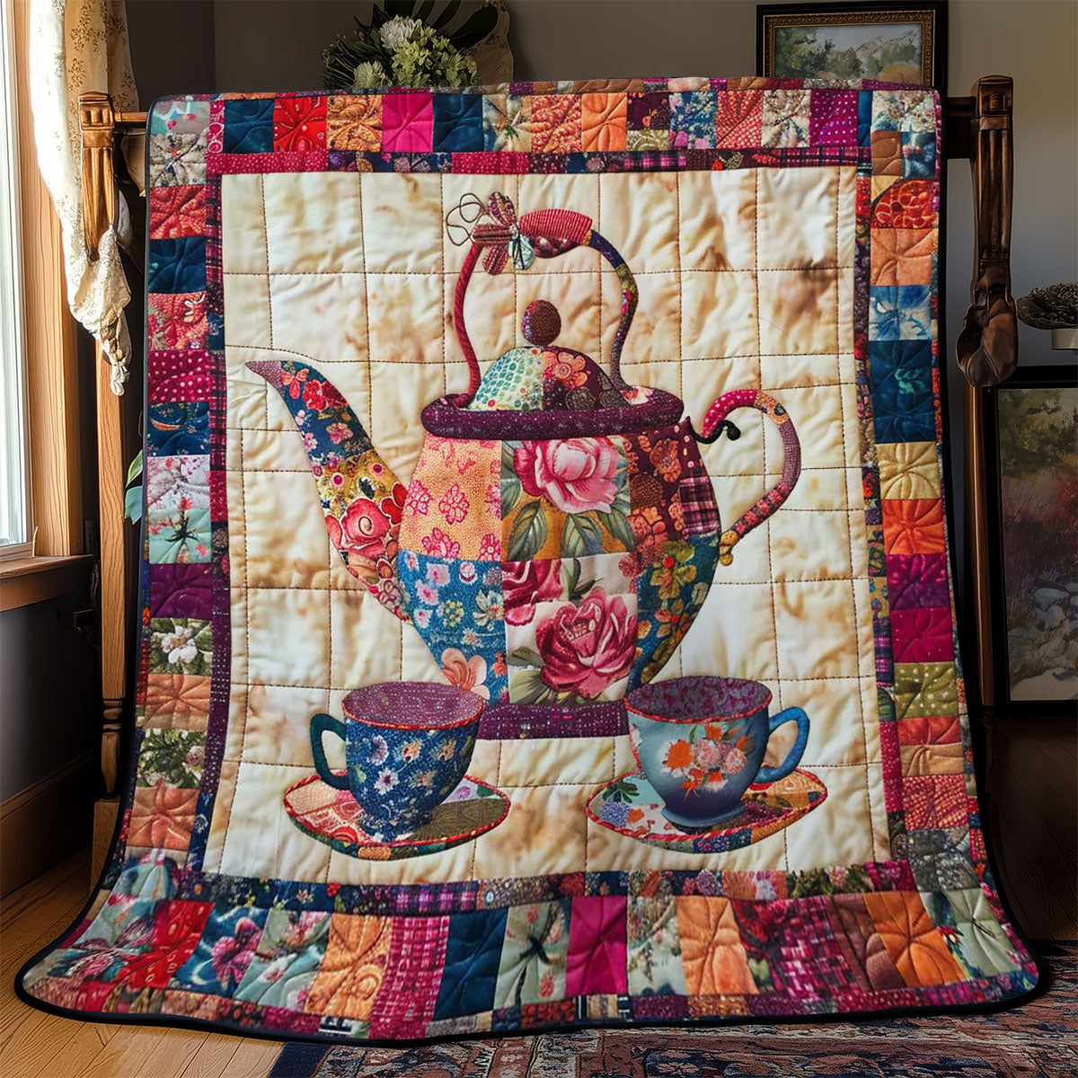 Flower Patchwork Teaset WJ1009013CL Quilt