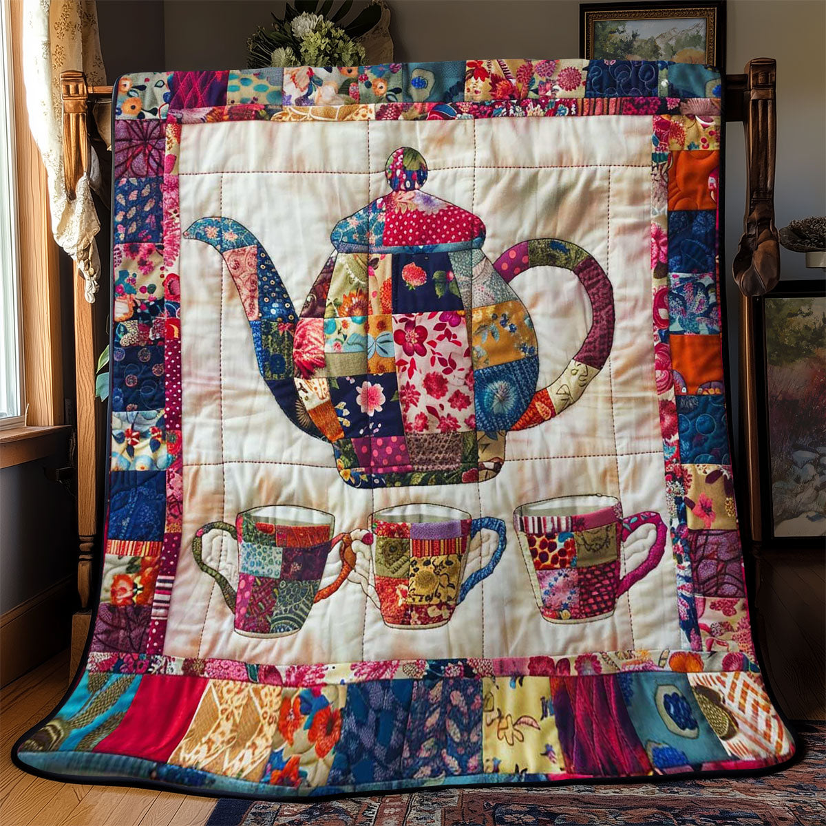 Flower Patchwork Teaset WJ1009014CL Quilt