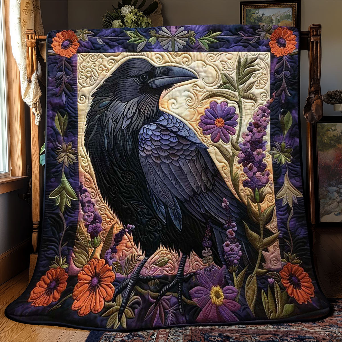 Flower Raven WJ0509012CL Quilt