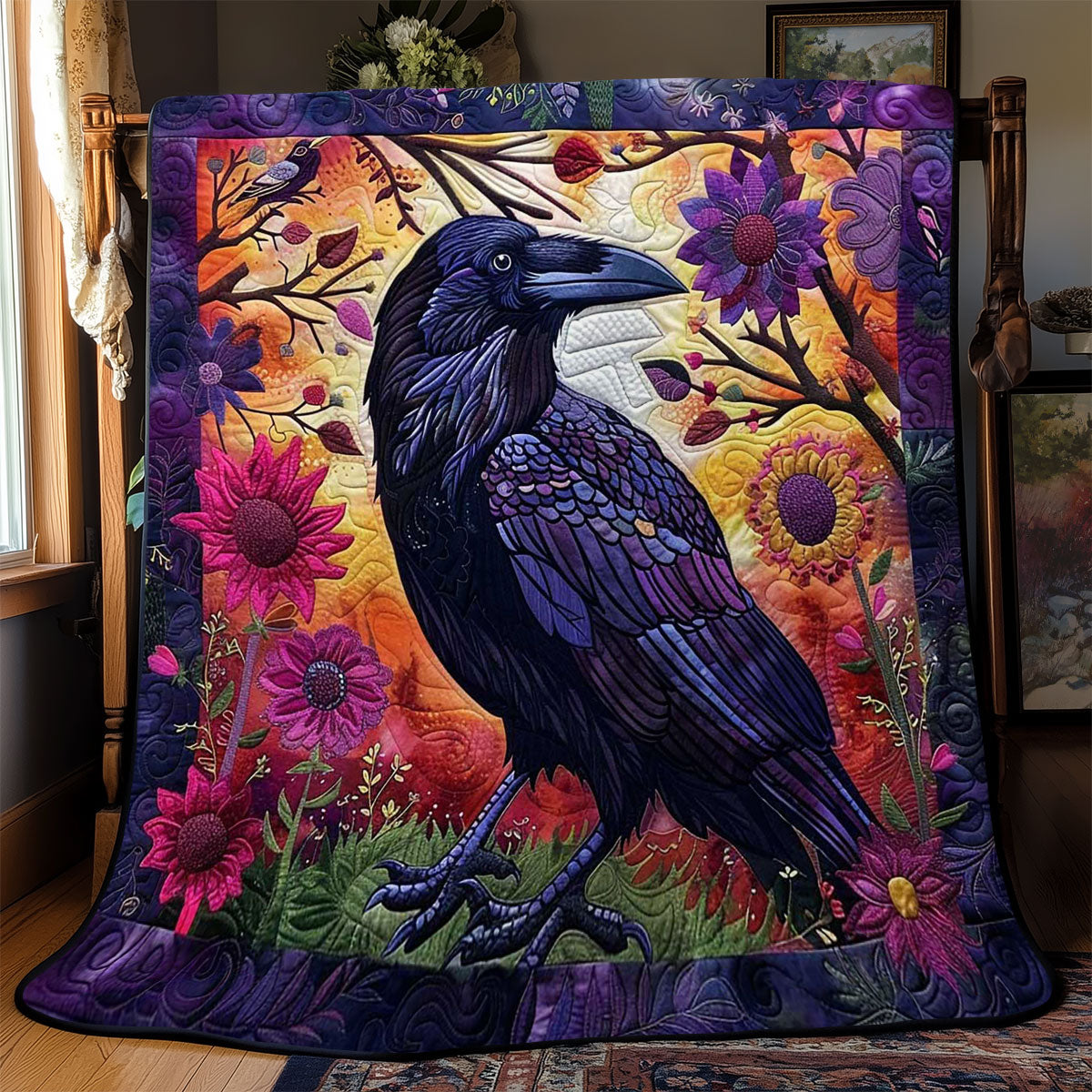 Flower Raven WJ0509013CL Quilt