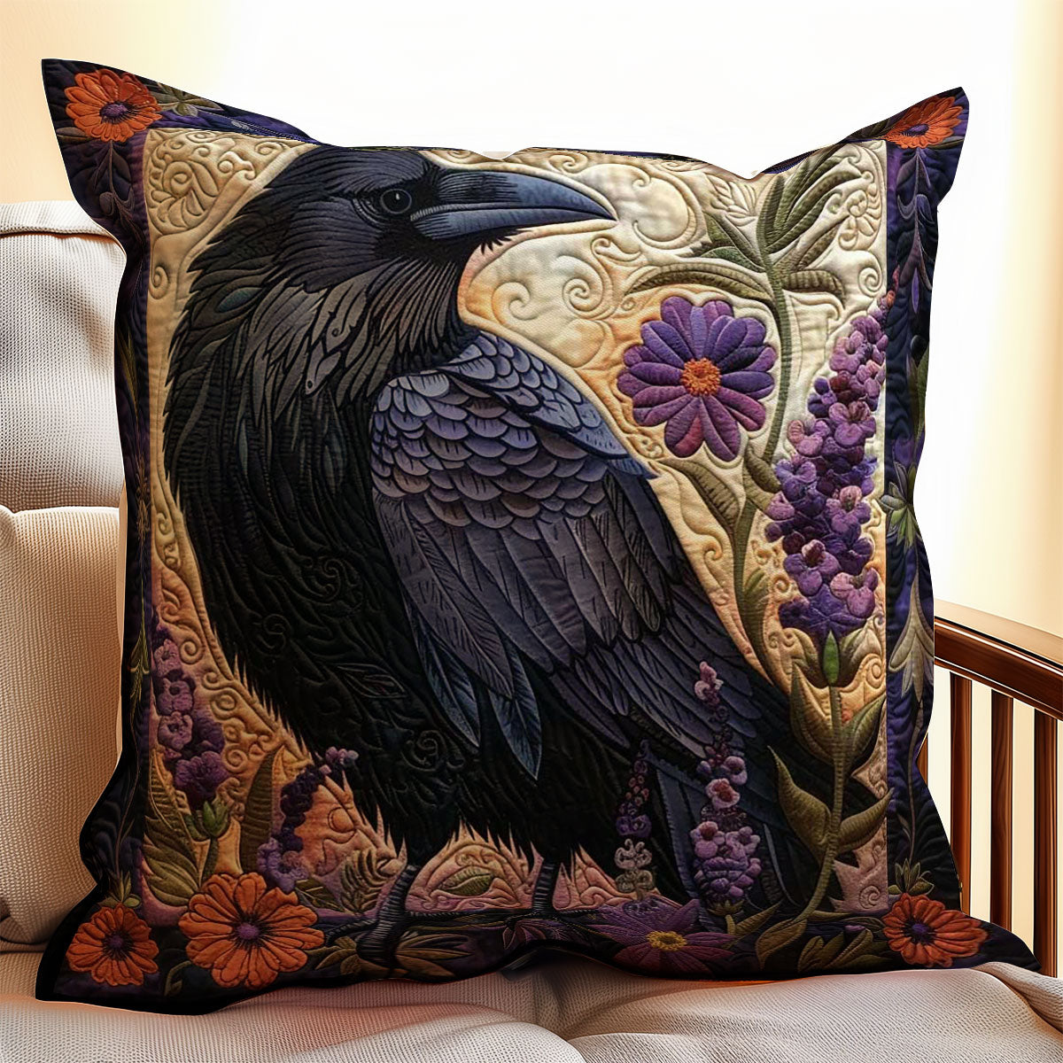 Flower Raven WJ0509036CL Quilt Pillow Case