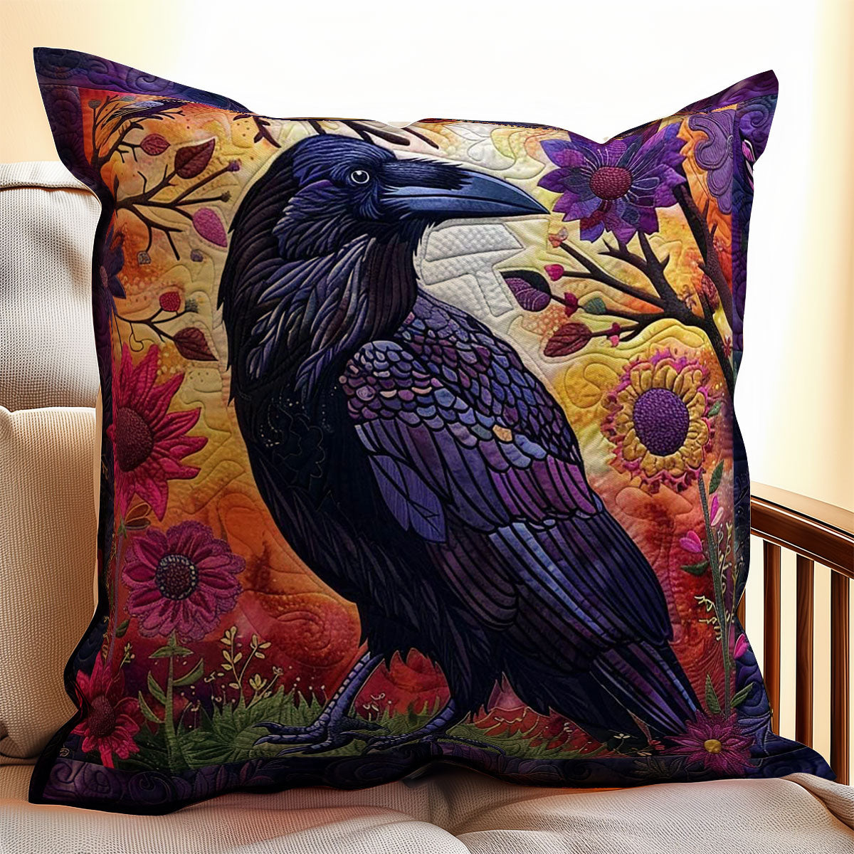 Flower Raven WJ0509037CL Quilt Pillow Case