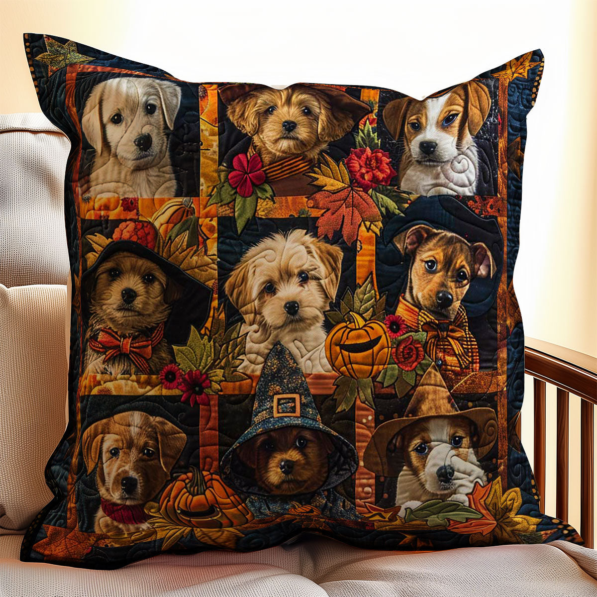 Halloween Puppies WJ0509038CL Quilt Pillow Case