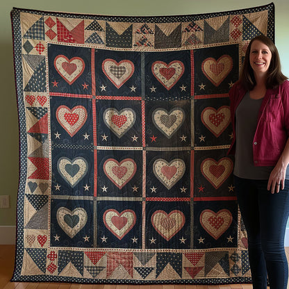 Patriotic Hearts WJ1307008CL Quilt