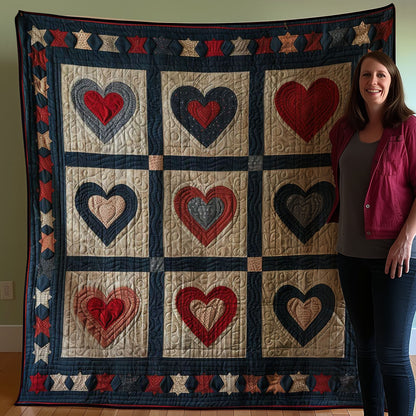 Patriotic Hearts WJ1307009CL Quilt