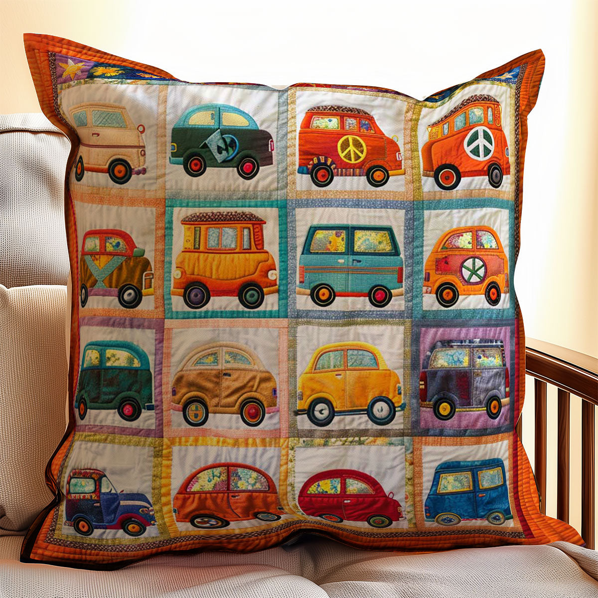 Hippie Van WJ1409042CL Quilt Pillow Case