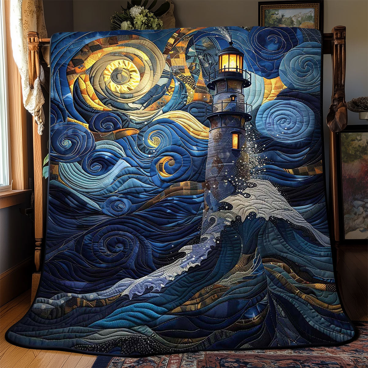 Lighthouse In The Starry Night WJ2008023CL Quilt