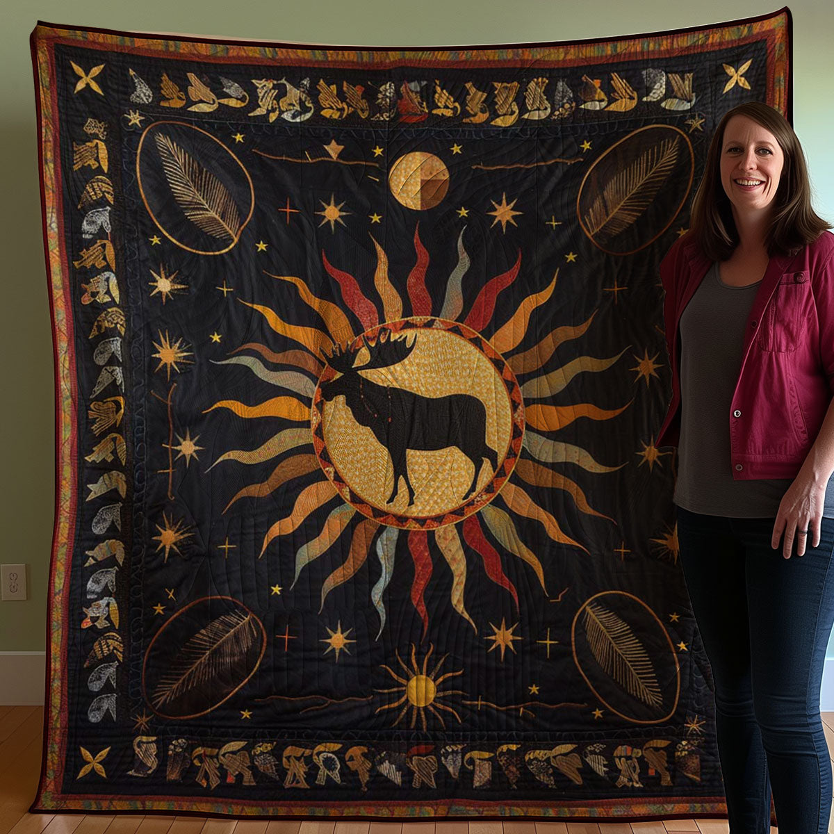 Moose Native American WJ1607012CL Quilt