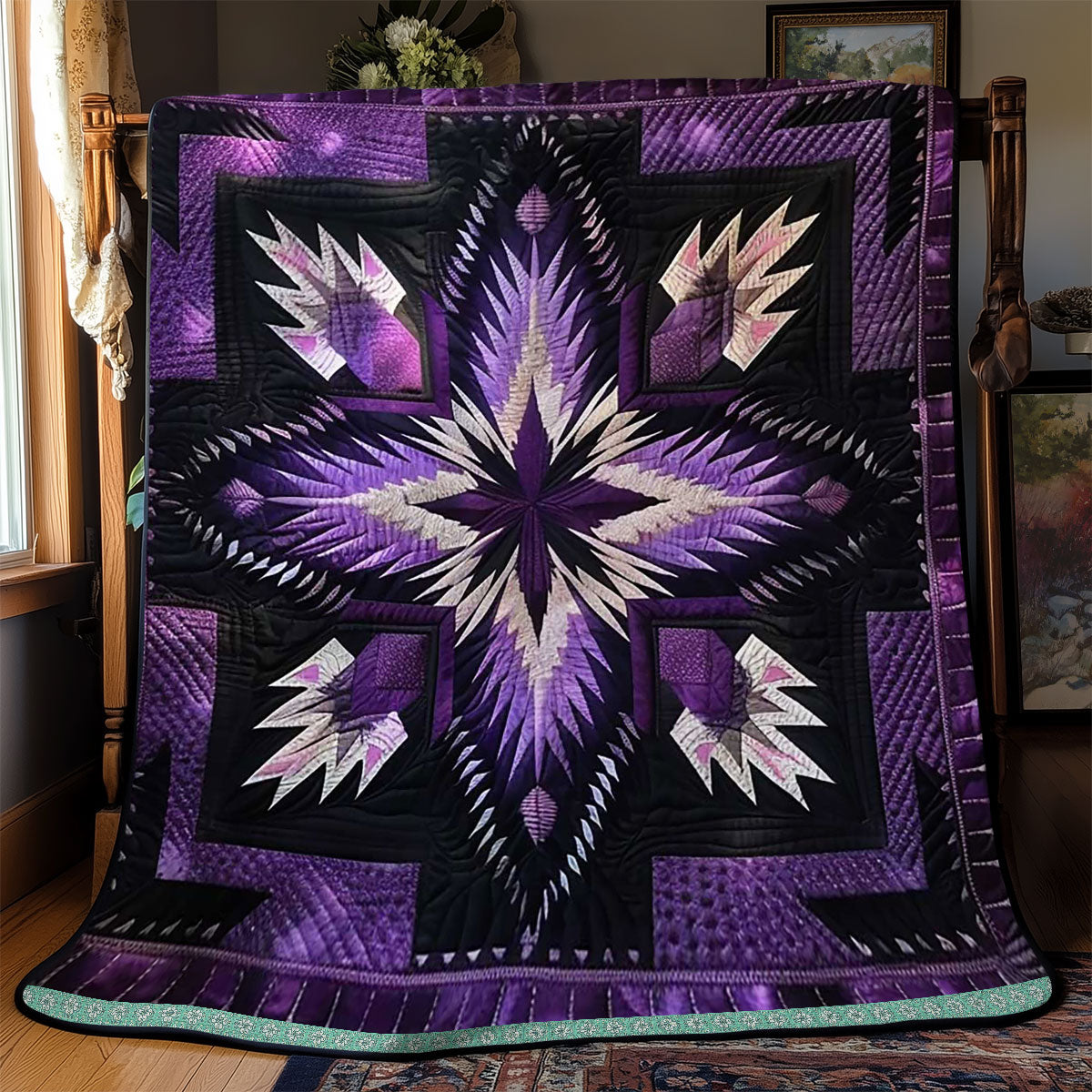 Native American Purple Star WJ1709015CL Quilt