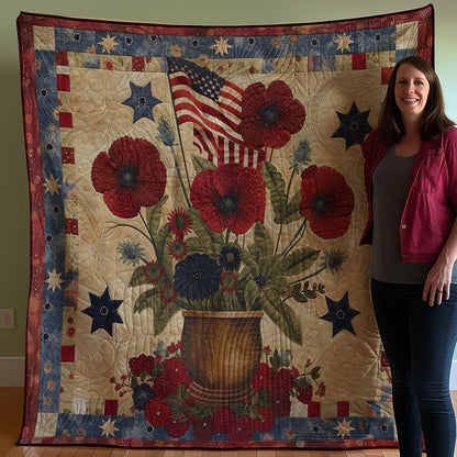 Patriotic American Flower WJ1607013CL Quilt