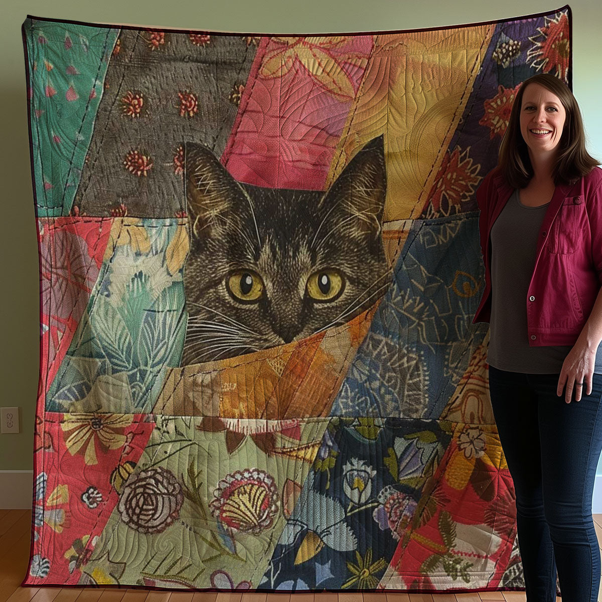 Peeking Cat WJ0108021CL Quilt