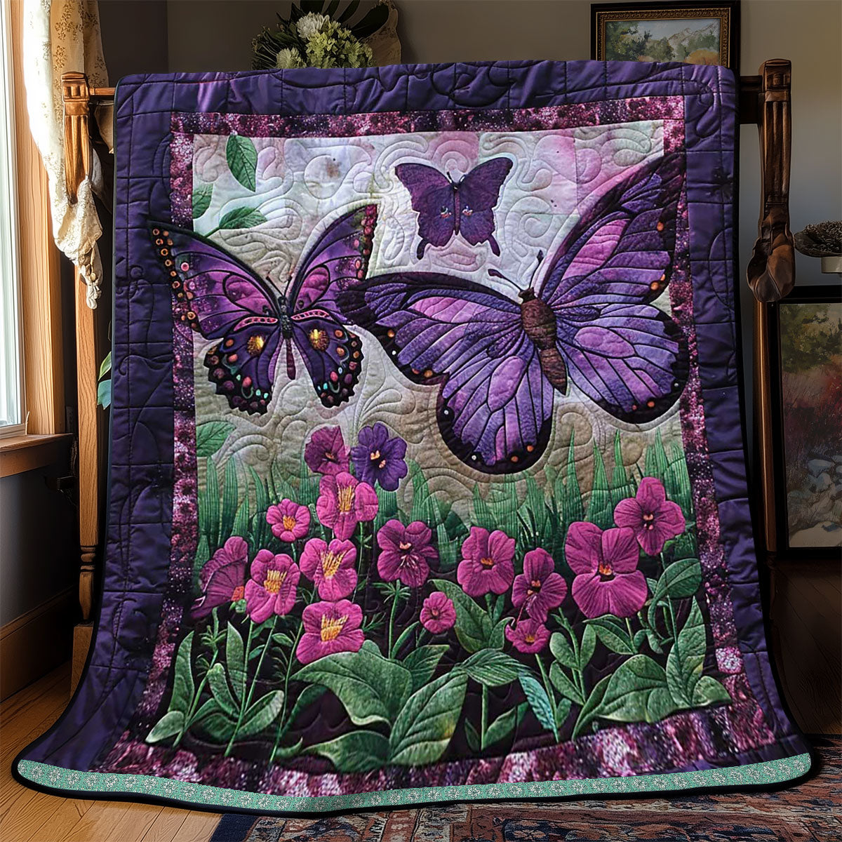 Purple Butterflies WJ1409020CL Quilt