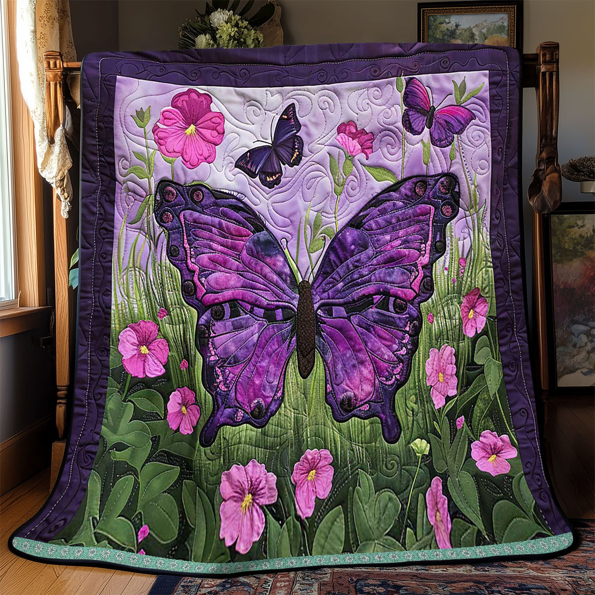 Purple Butterflies WJ1709018CL Quilt