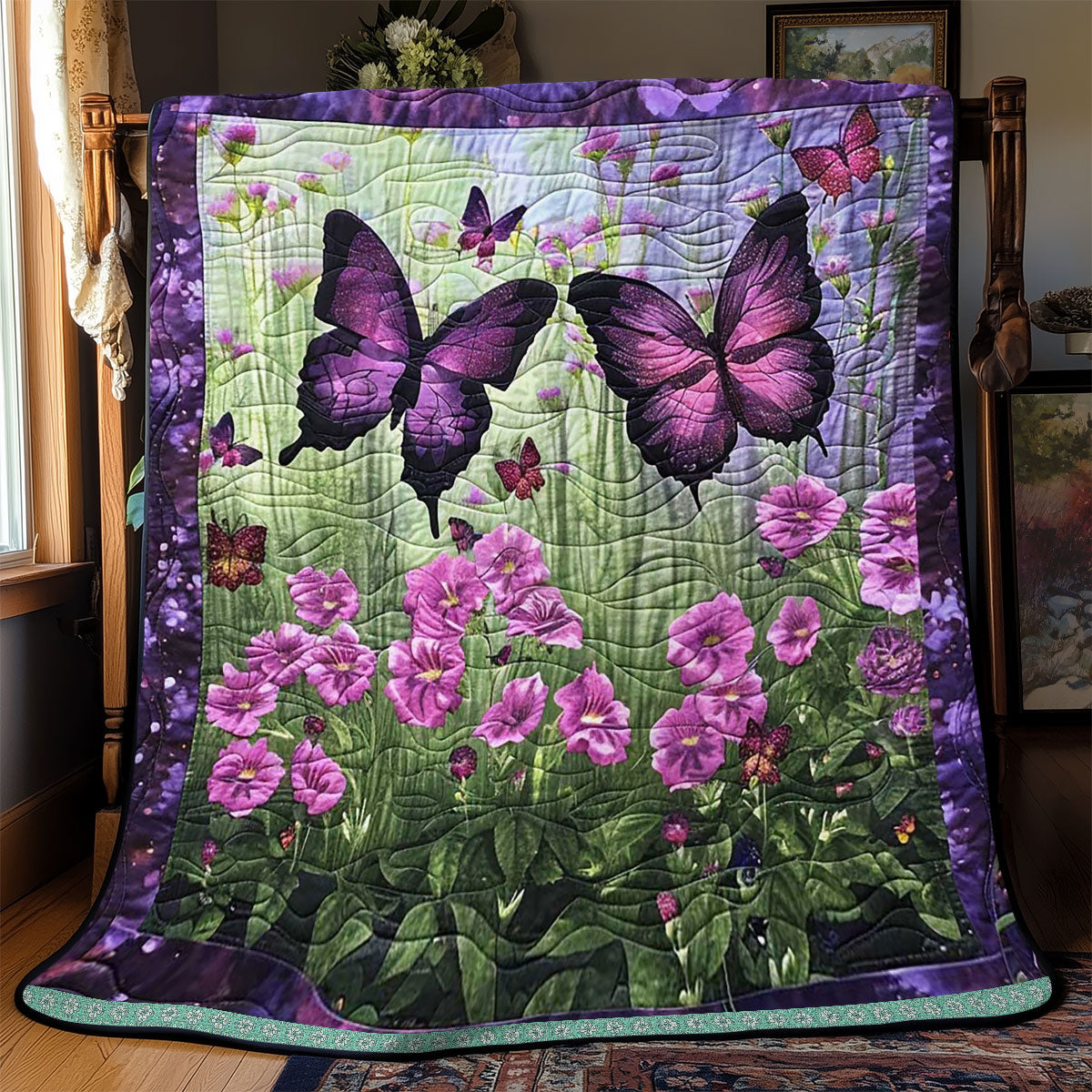 Purple Butterflies WJ1709019CL Quilt