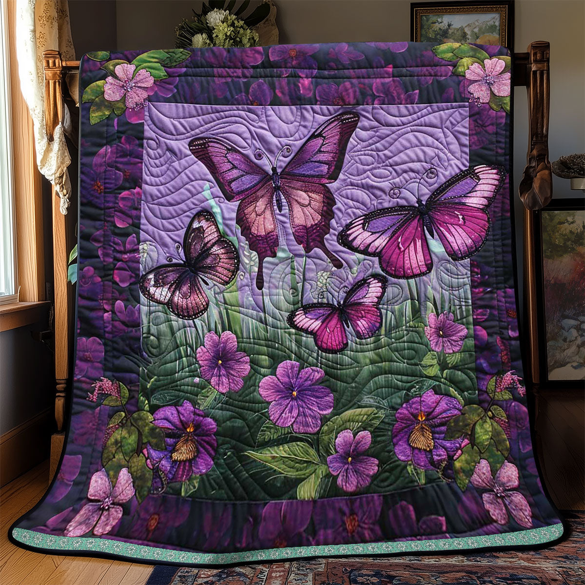 Purple Butterflies WJ1709020CL Quilt