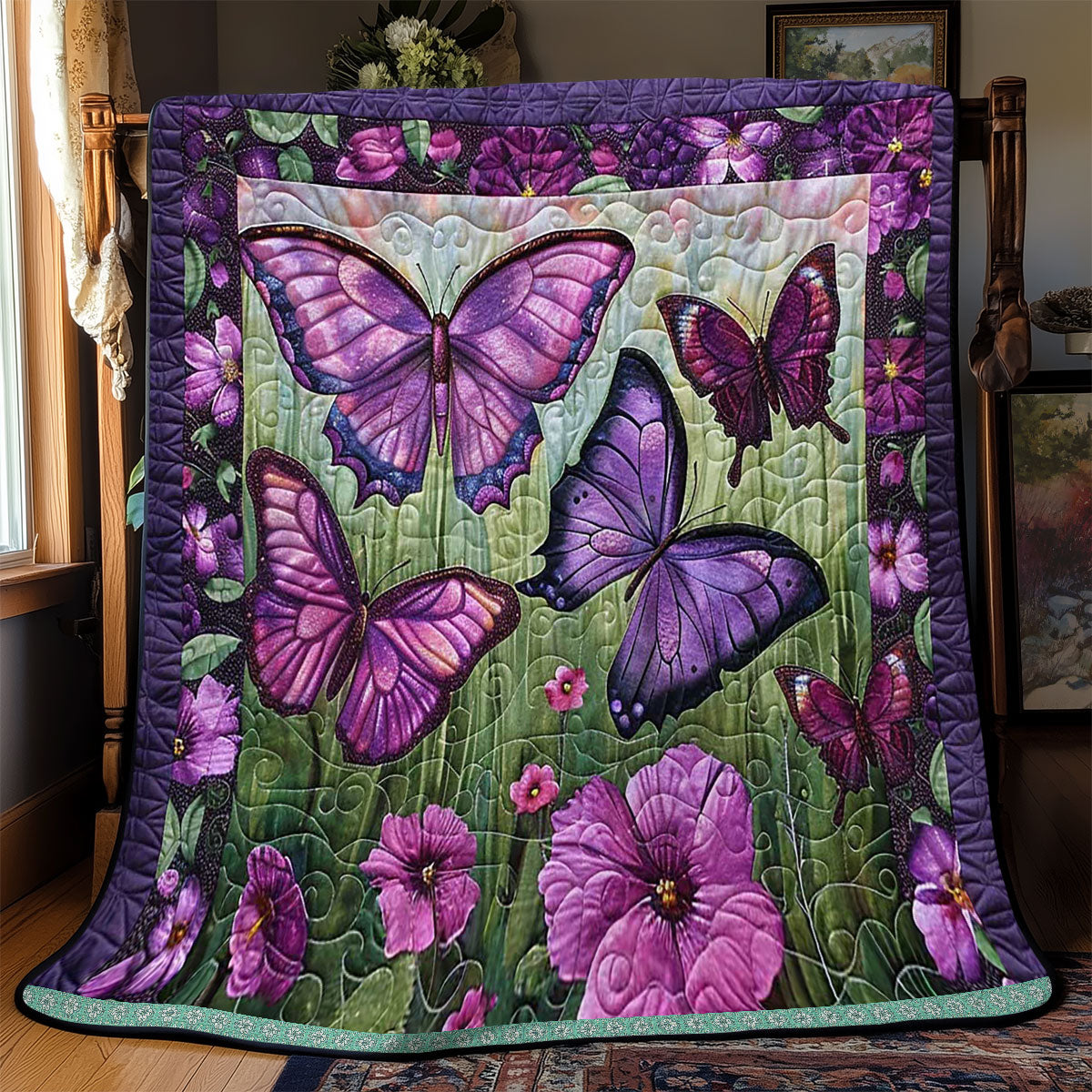 Purple Butterflies WJ1709021CL Quilt