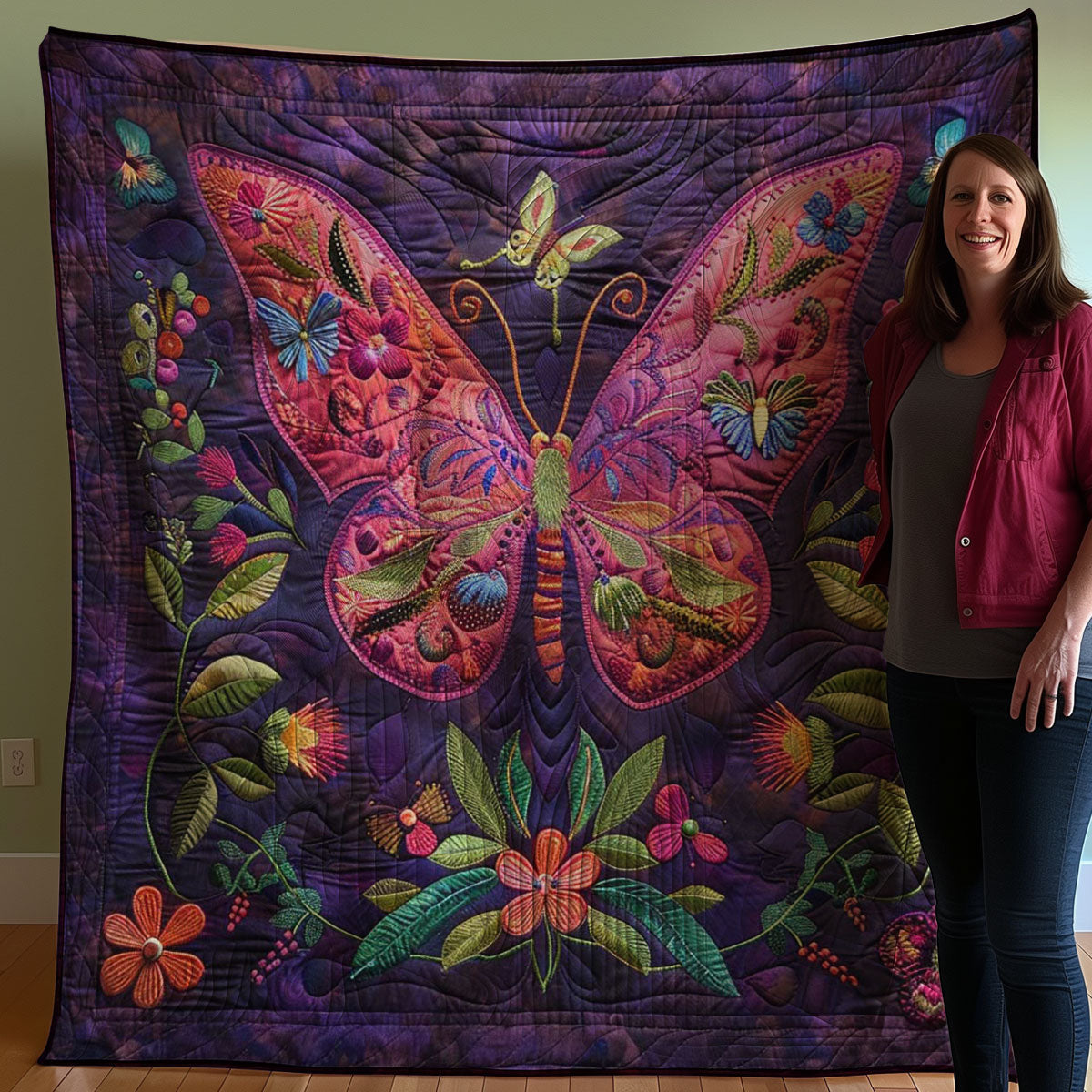 Purple Butterfly WJ1707017CL Quilt