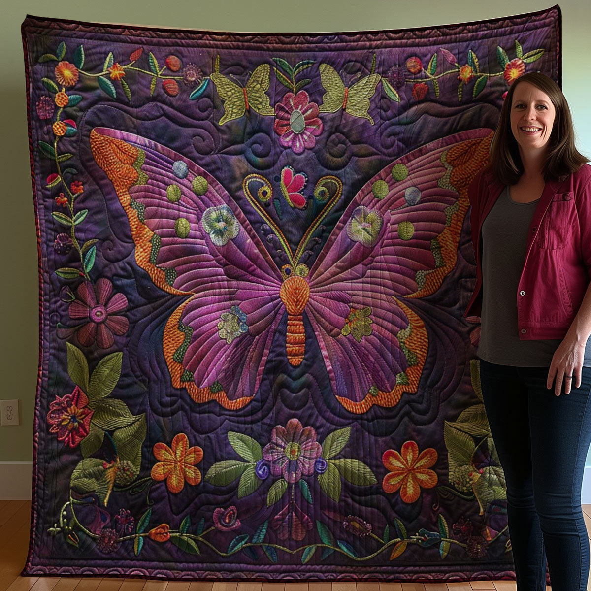 Purple Butterfly WJ1707018CL Quilt