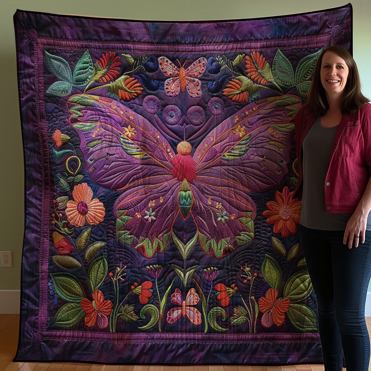 Purple Butterfly WJ1707020CL Quilt