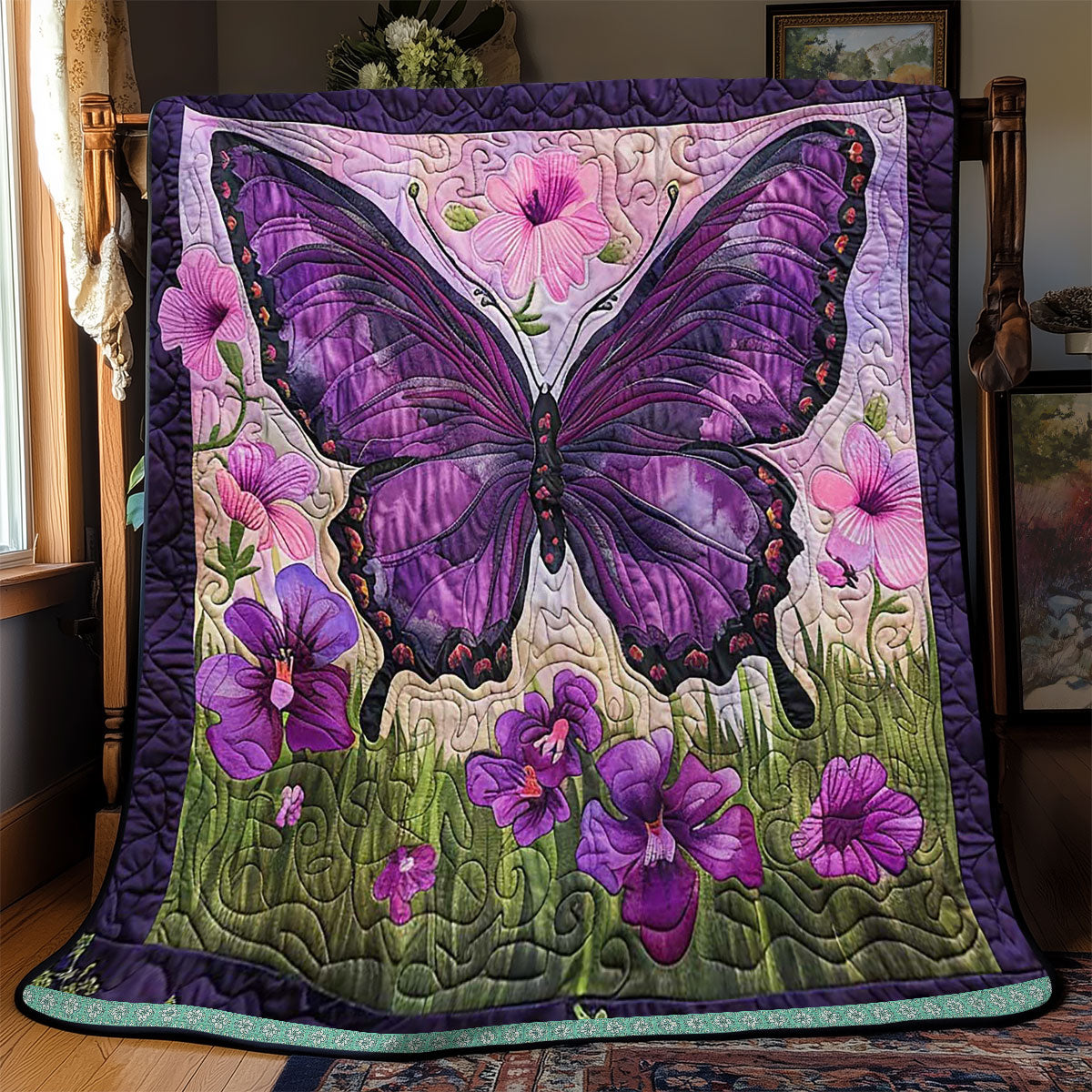 Purple Butterfly WJ1709024CL Quilt