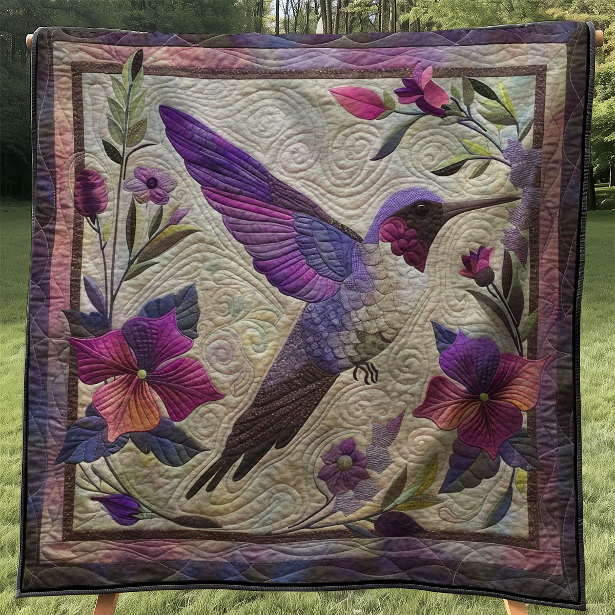 Purple Hummingbird WJ2607022CL Quilt