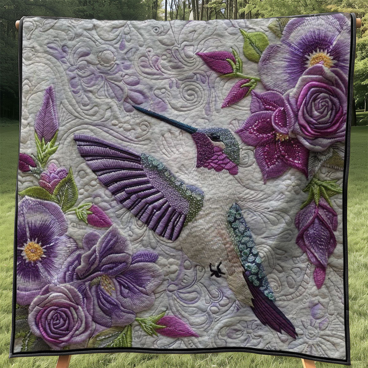 Purple Hummingbird WJ2607023CL Quilt