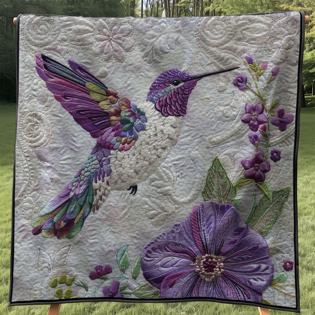 Purple Hummingbird WJ2607024CL Quilt