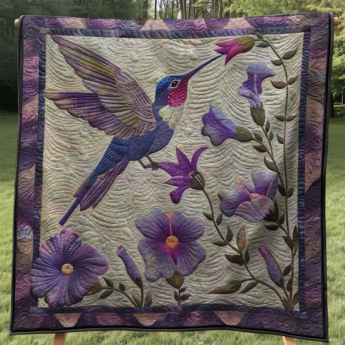 Purple Hummingbird WJ2607025CL Quilt