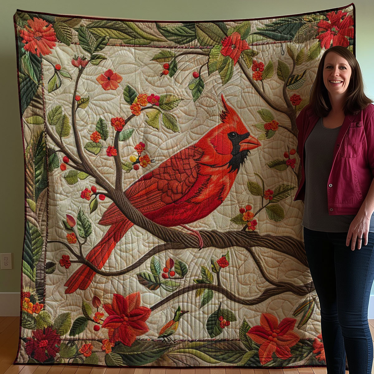 Red Cardinal WJ0208025CL Quilt