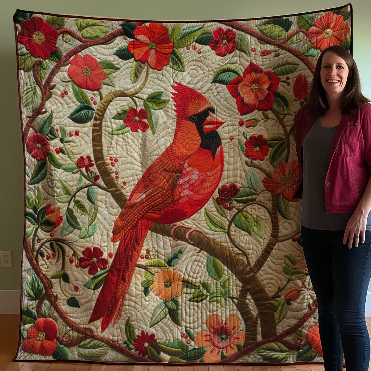 Red Cardinal WJ0208026CL Quilt