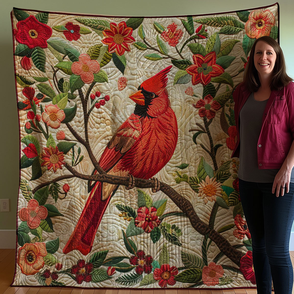 Red Cardinal WJ0208028CL Quilt